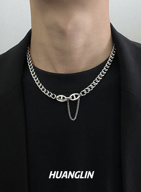 嘻哈潮男钛钢不掉色古巴链项链