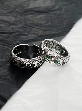 复古蛇麟男潮戒指ins单身戒嘻哈