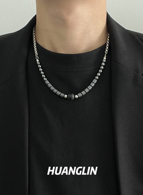 不规则时尚碎银小众黑玛瑙轻奢