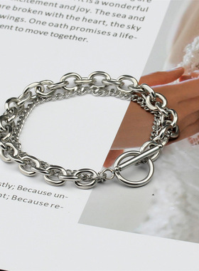 双层叠戴钛钢手链男女ins简约