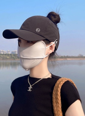 户外空顶棒球帽夏季可扎马尾遮阳防晒鸭舌帽百搭可挂口罩帽子女潮