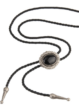 时尚波洛领带项链荷叶边复古合金毛衣链黑绳长项饰 Bolo Tie