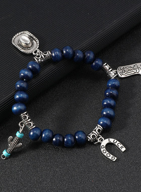 西部牛仔风手链带弹力绳