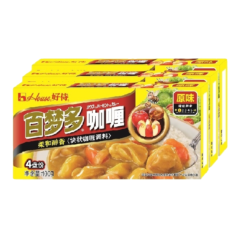 好侍咖喱块百梦多咖喱家用咖喱料理包儿童咖喱饭嘎哩块黄咖喱100g-图3