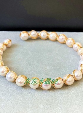 14k包金绕线天然淡水手链手镯