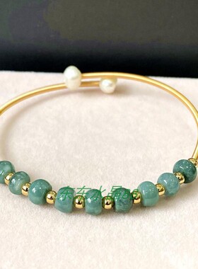 14k包金天然隔珠翡翠a货