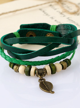 日韩手工编织复古叶子