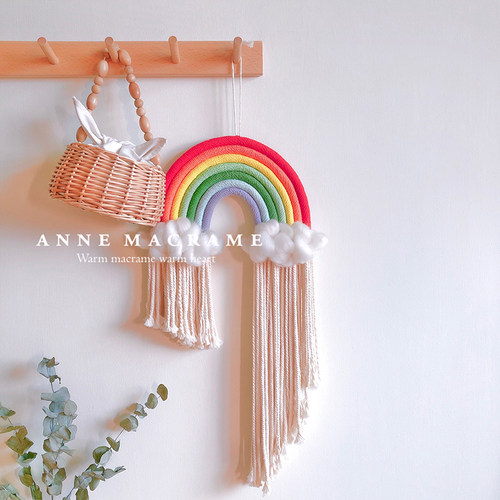 Anne macrame【Wonderland】ins彩虹手工编织挂毯民宿儿童房装饰 - 图1