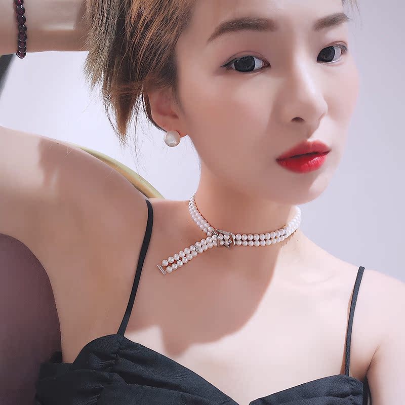女 颈饰手饰 手链 纯银锆石搭扣颈链 925 淡水珍珠 店庆回馈 Lamilu 女 颈饰手饰 手链 纯银锆石搭扣颈链 925 淡水珍珠 店庆回馈 Lamilu