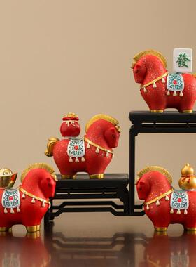 国潮马上有钱招财摆件办公茶桌