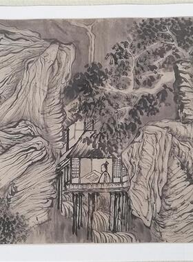 1:1清石K涛奇峰怪石图山水画国画艺术微喷古代名画复制品装饰画