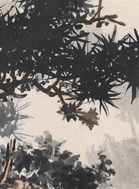 潘天寿-雨霁近代名家水墨写意国画真迹微喷复M制临摹学习画稿横幅