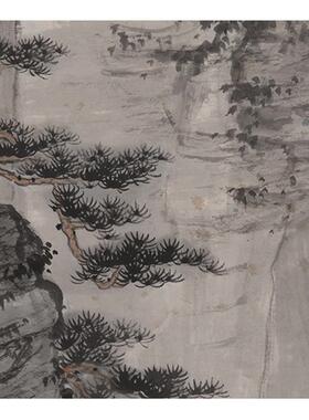 张大千山水画高山有人家国画立轴挂画p酒店客厅装饰画学习临摹手