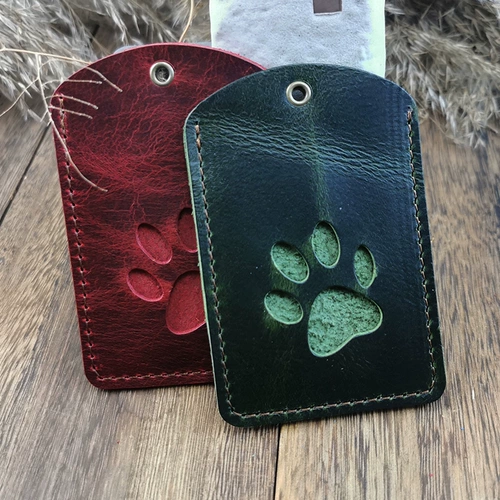 Кожаные индукционные карточки, чехол для проездного, мультяшный ретро ультратонкий бейджик, «сделай сам», из натуральной кожи