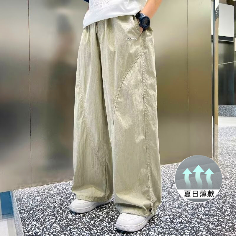 男童薄款工装裤子2025新款夏季儿童速干直筒裤中大童夏装男孩长裤 - 图1