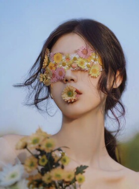 网红法式蒙眼干花贴脸新娘创意