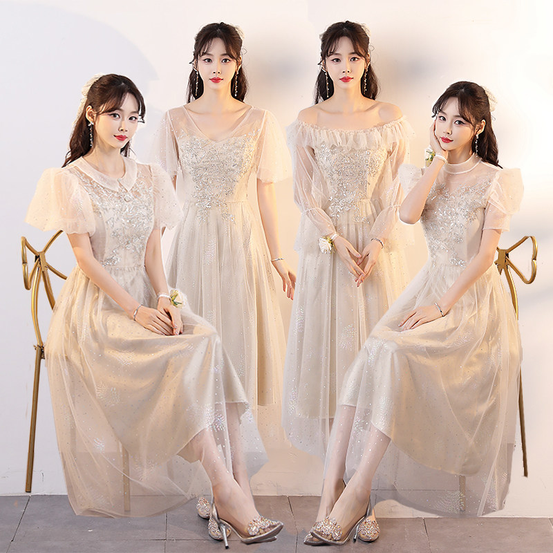 伴娘服2024夏季新款结婚姐妹裙伴娘团仙气质显瘦毕业小礼服高级感