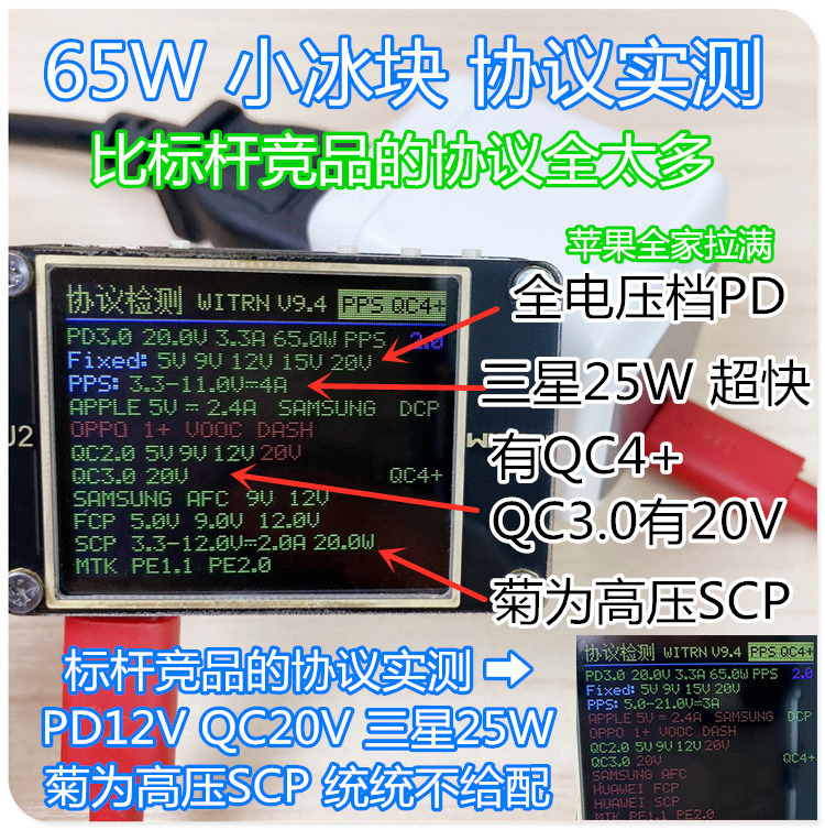 捡漏孤品 持久65W迷你氮化镓充电器 轻薄本电源 适用ALLY 性能模式 荣耀100/100Pro/90GT 60W超级快充 可换头 - 图1