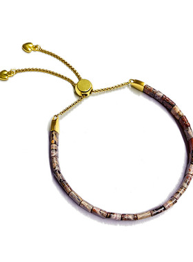 天然豹皮石手链小方块手环男女款红黄花纹豹皮石