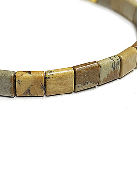 南非图画石小方块手链沉稳守护手串美拉德复古小众原色贴合佩戴