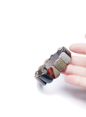 原创新款天然阿拉善彩玉玛瑙手环宽链男款伴手礼扣头手排手链小众