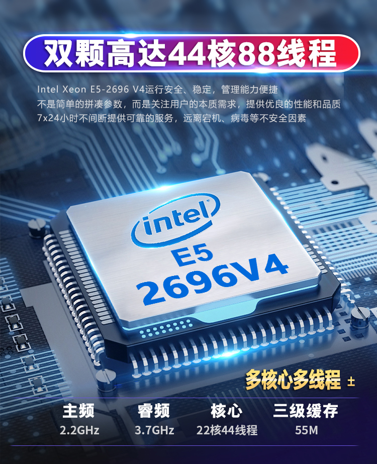 44核至强e5主机2696V4模拟器96V3游戏工作室多开电脑服务器双路-图2