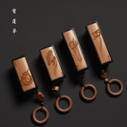 邱书文手工竹刻文玩刷子 猪毛刷鬃毛核桃菩提清理工具 茶玩盘玩刷 - 图2