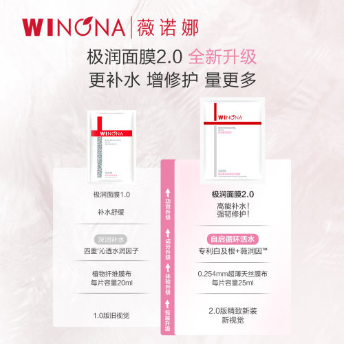 薇诺娜极润保湿面膜2.0 深层补水滋润舒缓舒敏修护敏感肌学生夏季 - 图1
