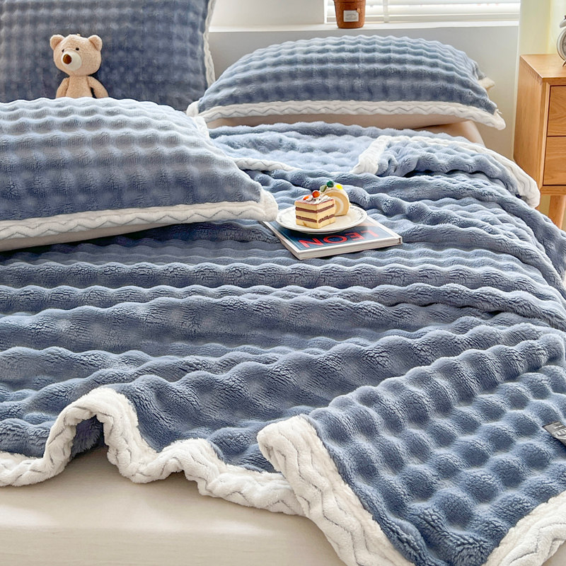 兔绒毛毯被冬季加厚盖毯床单珊瑚绒办公室午睡沙发毯子空调小被子