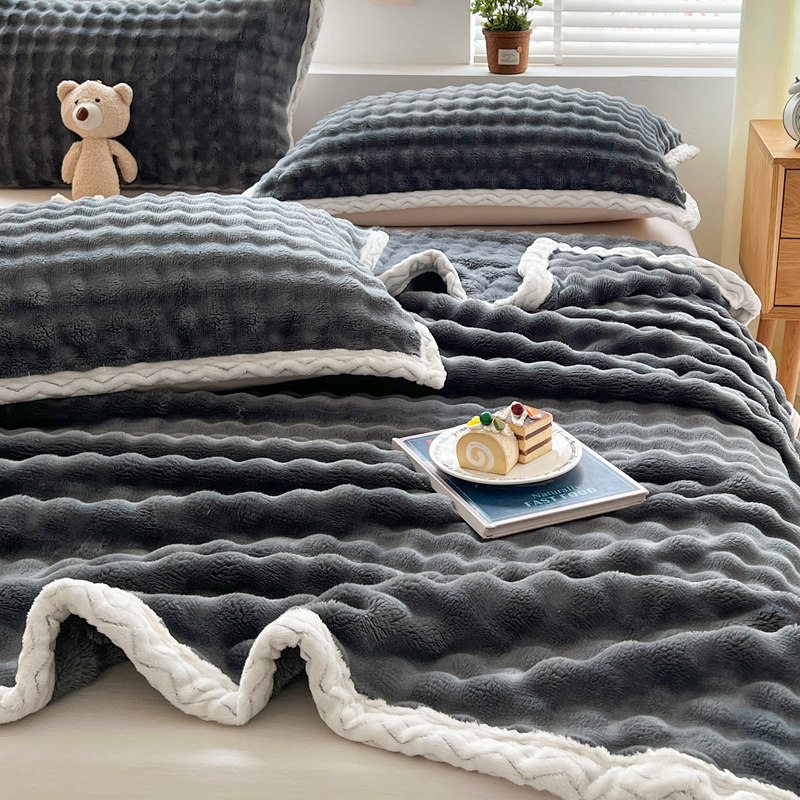 兔绒毛毯被冬季加厚盖毯床单珊瑚绒办公室午睡沙发毯子空调小被子