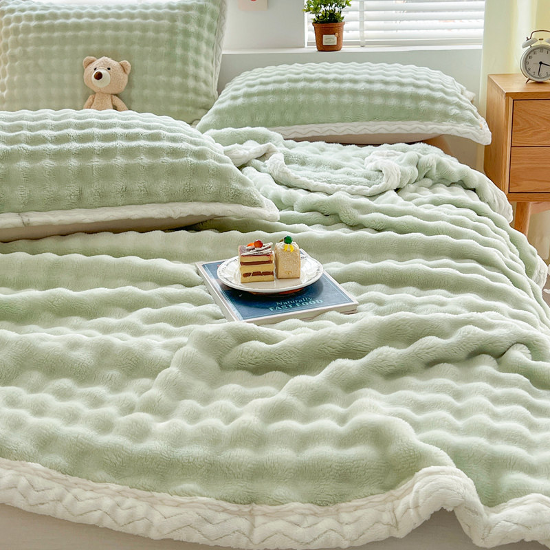 兔绒毛毯被冬季加厚盖毯床单珊瑚绒办公室午睡沙发毯子空调小被子