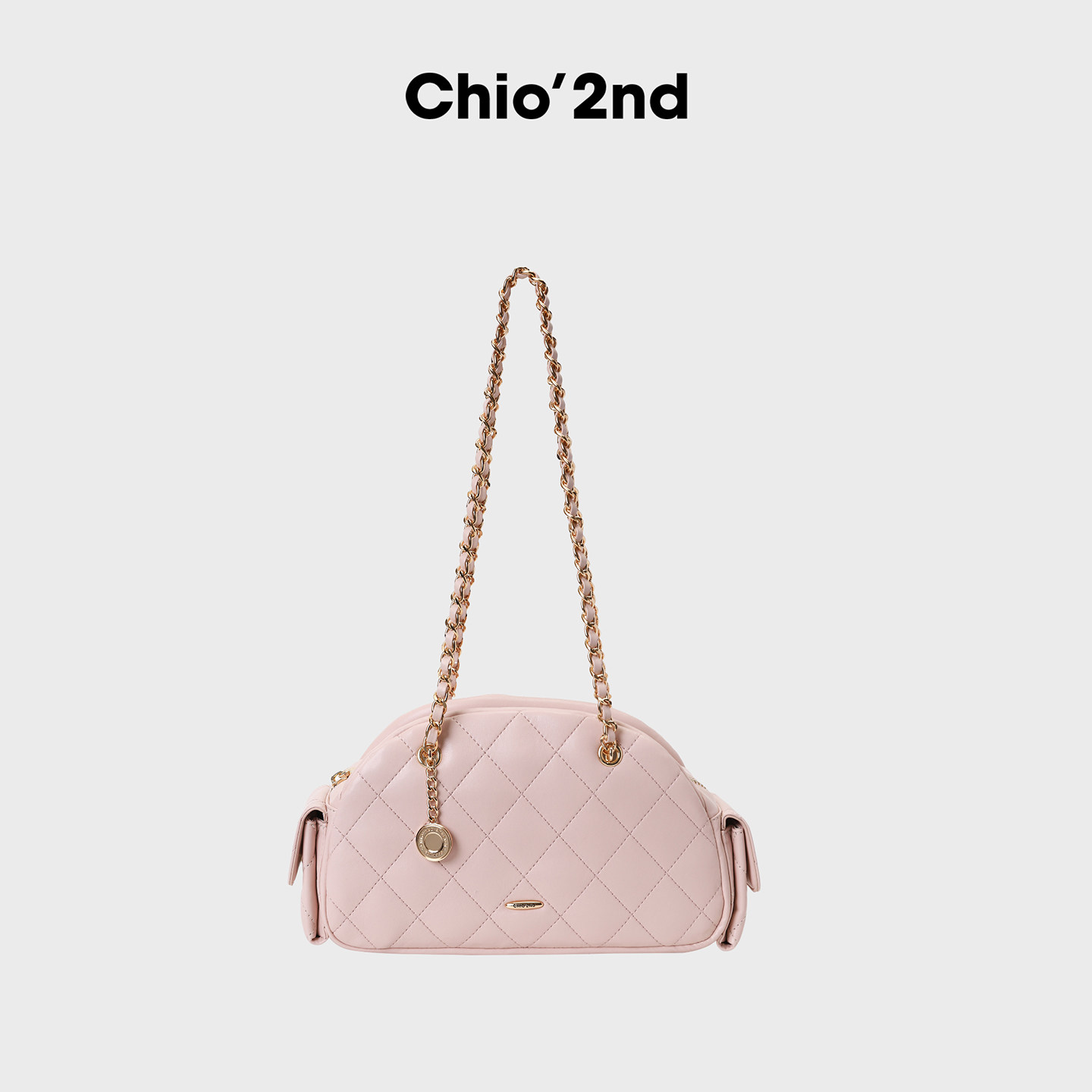 南风Chio2nd 岁月鎏金枕头包包女粉色菱格链条包高级感单肩斜挎包