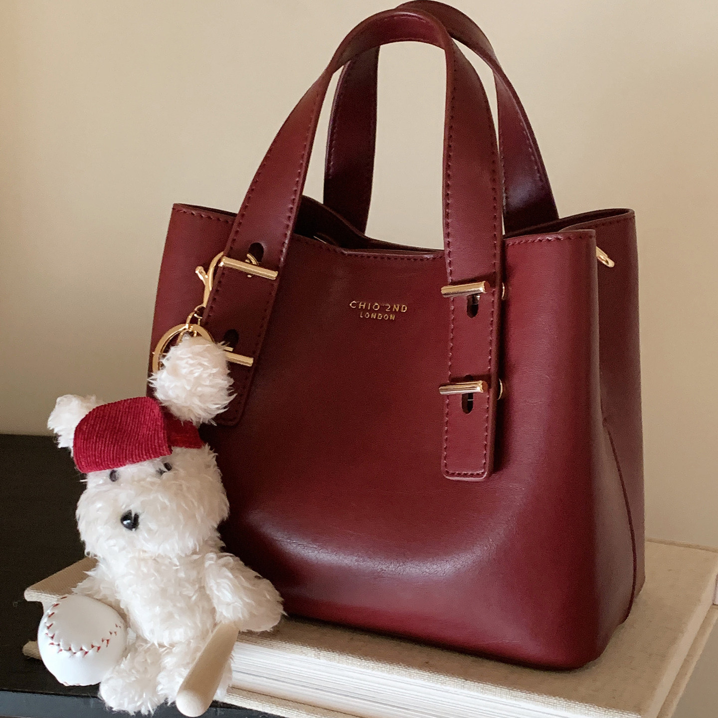 南风Chio2nd 醇红时光托特包红色包包女质感通勤手提单肩斜挎小包,淘宝优惠券,粉丝福利购,淘宝优惠卷