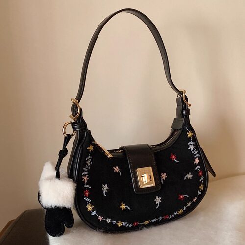 南风Chio2nd 斑斓绘梦腋下包包女春夏刺绣迷你月牙包单肩斜挎小包 - 图2