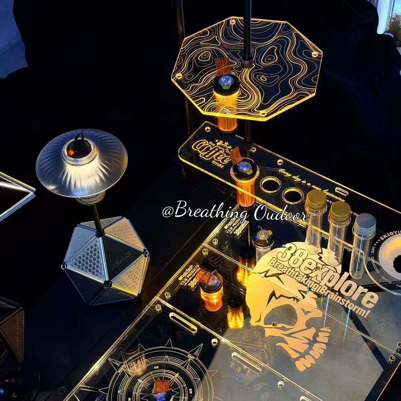 置物架露营氛围户外野营igt亚克力反光八角灯罩指南针高等线二层,淘宝优惠券,粉丝福利购,淘宝优惠卷