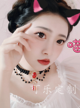 红宝石搞死风暗黑复古项链包邮