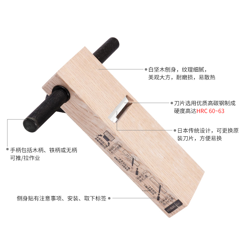 日本进口角利木工刨子鲁班刨拉刨平刨中木刨修边刨家用手工刨-图2