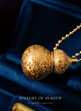 新中式拉丝丝绒如意葫芦轻奢项链