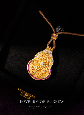 新中式花丝葫芦观音镂空镶钻项链
