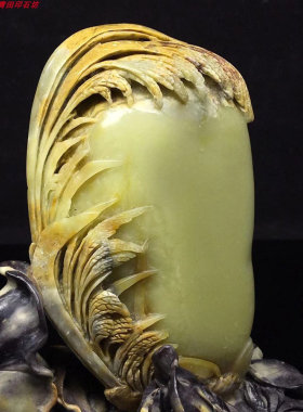 广绿鸡血芙蓉原石寿山蓝星XX590手工精品老青田封门青石雕小摆件