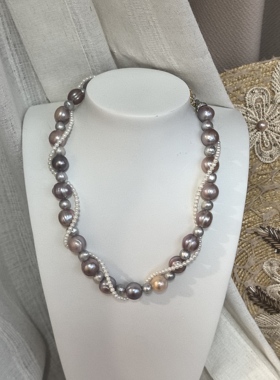 复古即时尚原创设计天然淡水珍珠蕾丝花边项链复古浪漫文艺清新