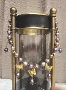 复古即时尚原创手作蝴蝶紫色炫彩珍珠项链