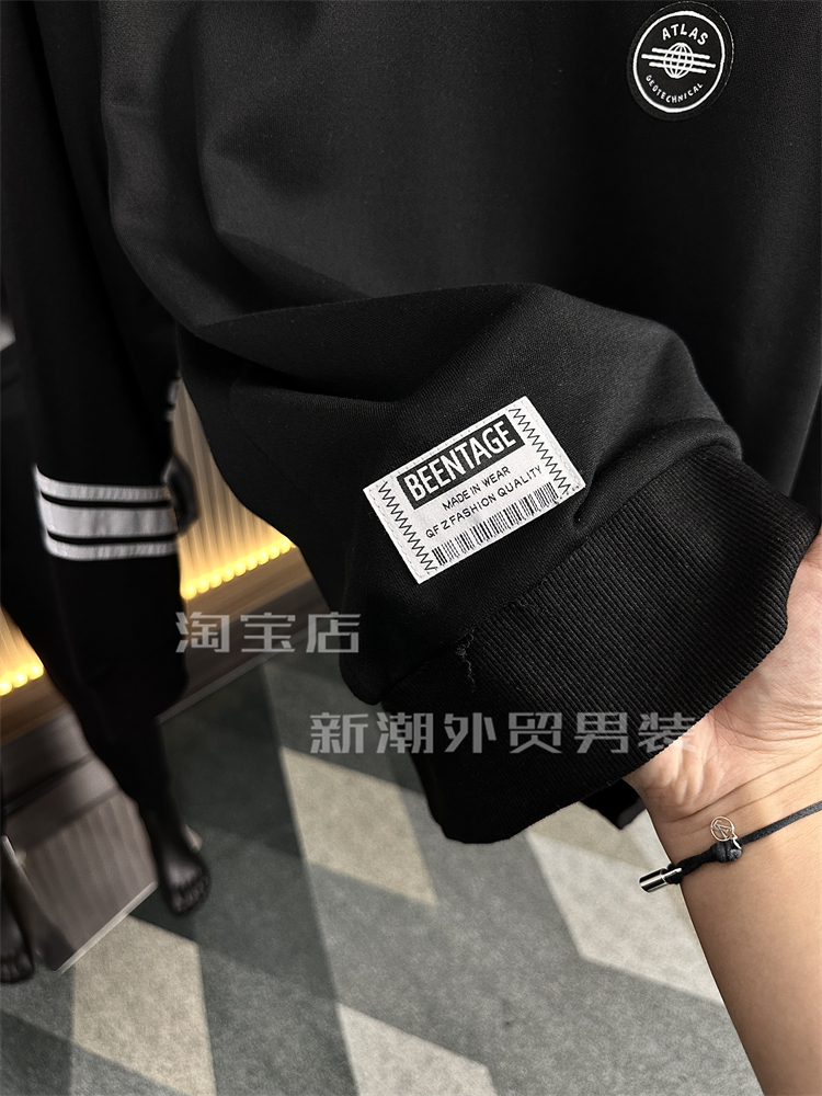 G货~原货!3M杠条~针织小毛圈!秋季男士纯色圆领T恤宽松卫衣外套 - 图2