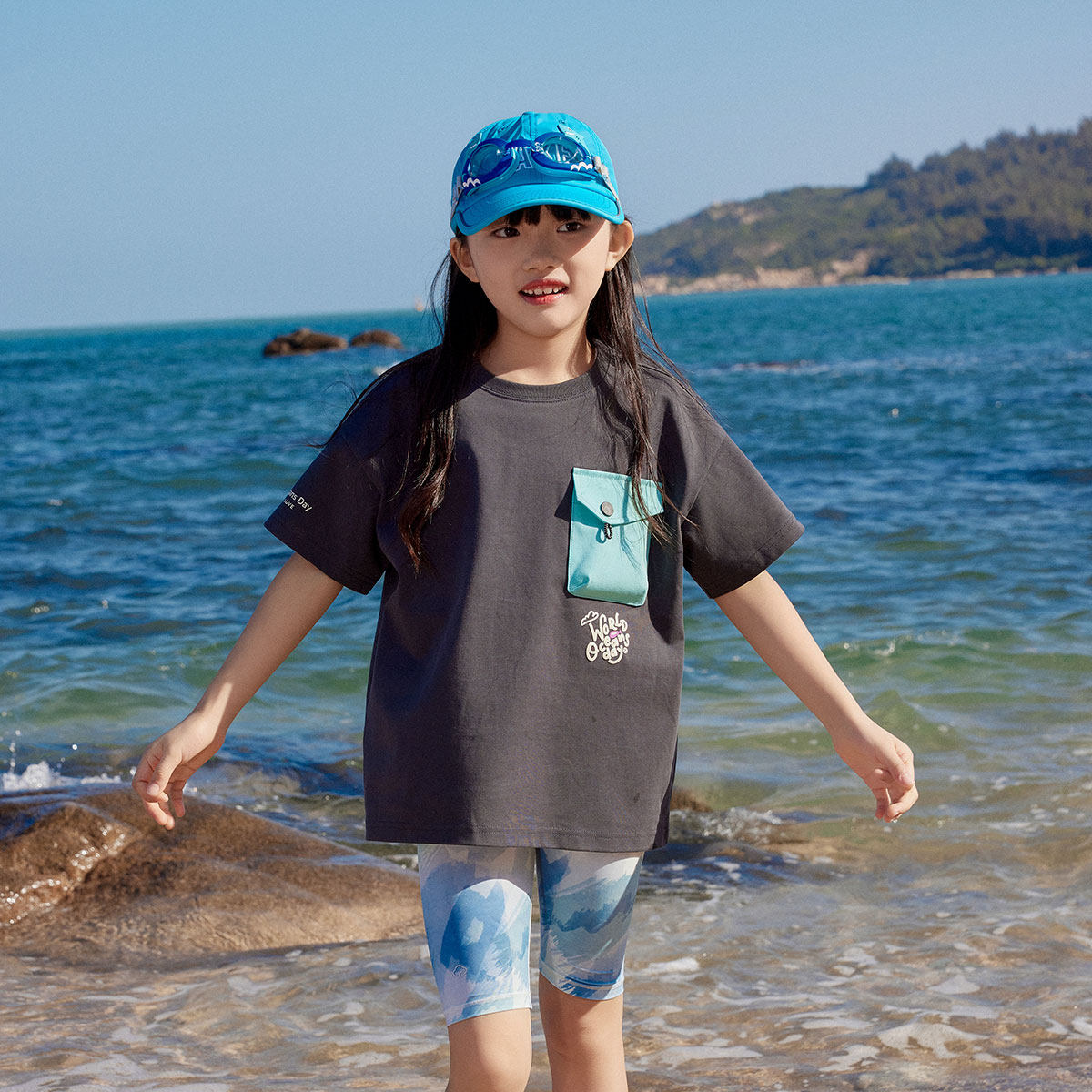 ebaer男童凉感短袖T恤2025夏装新款女童轻薄上衣