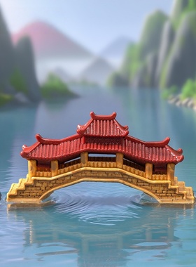 中式微景观迷你假山亭台楼阁摆件