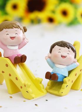 微景观摆件彩虹城堡长颈鹿滑梯蛋糕装饰多肉盆景场景装饰DIY材料