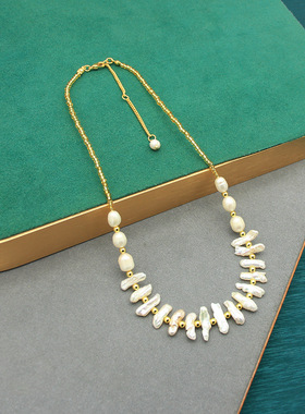 手工天然巴洛克异形牙签珍珠项链