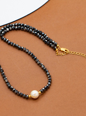 轻奢黑色颈链女简约气质毛衣链