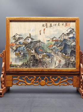 重庆手绘非遗花梨木夏布画可定制