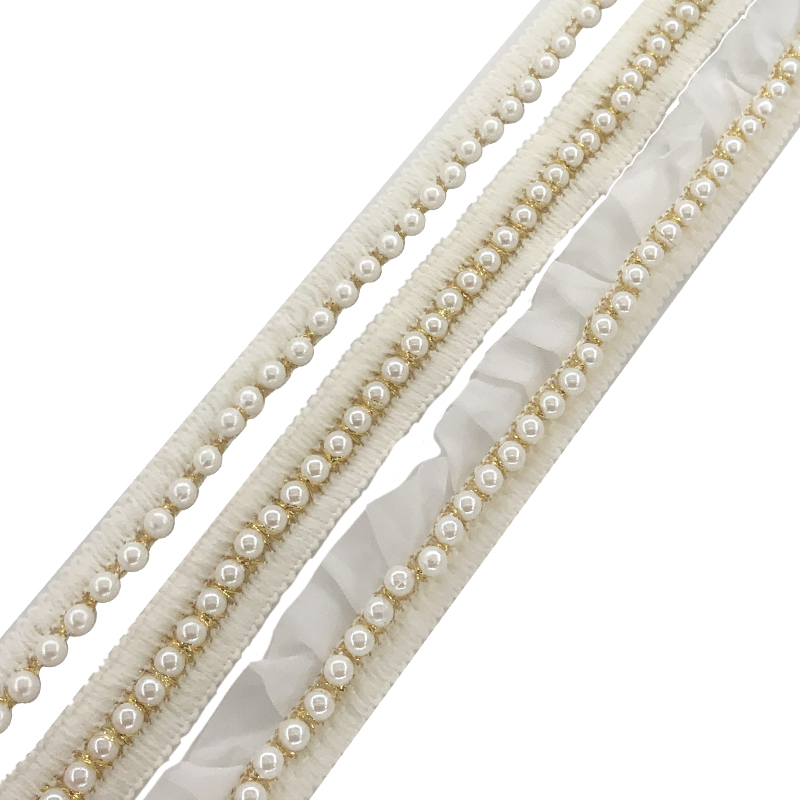 外贸优质珍珠蕾丝窗帘花边辅料手工diy配件装饰服装珠带手作织带